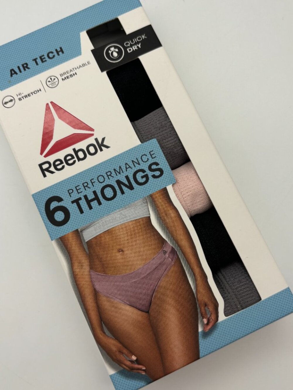 Reebok Women's 5ct Underwear Air Tech Performance Thong Panties, Size 2X-LARGE